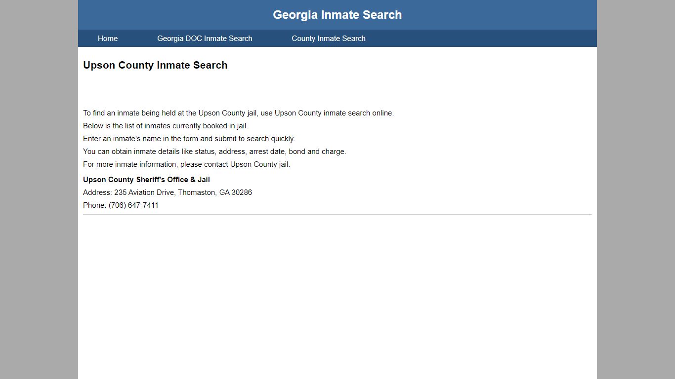 Upson County Jail Inmate Search